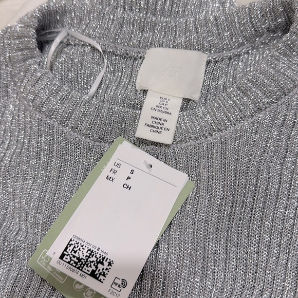 H& M Metalic rib knit top NWT SZ S - Picture 5 of 5